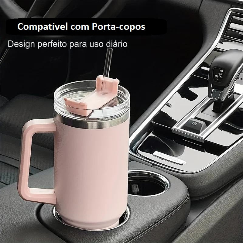 Copo Térmico Grande 1200 Ml Canudo Parede Dupla Cor Lilás