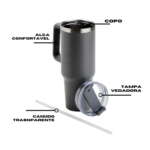 Copo Térmico Grande 1200 Ml Canudo Parede Dupla Cor Lilás