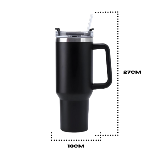 Copo Térmico Grande 1200 Ml Canudo Parede Dupla Cor Beje